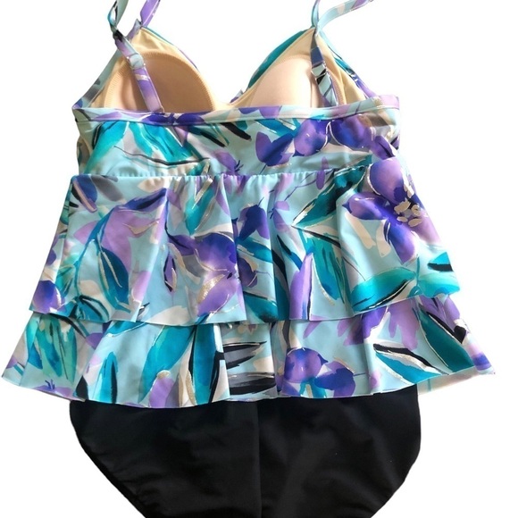 Miraclesuit Sheridan One Piece Swimsuit Sz. 12 Tiered Ruffles Take 10 Pounds OFF - Picture 3 of 7
